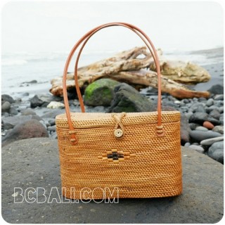 unique women handbag rattan ata oval handwoven full handmade